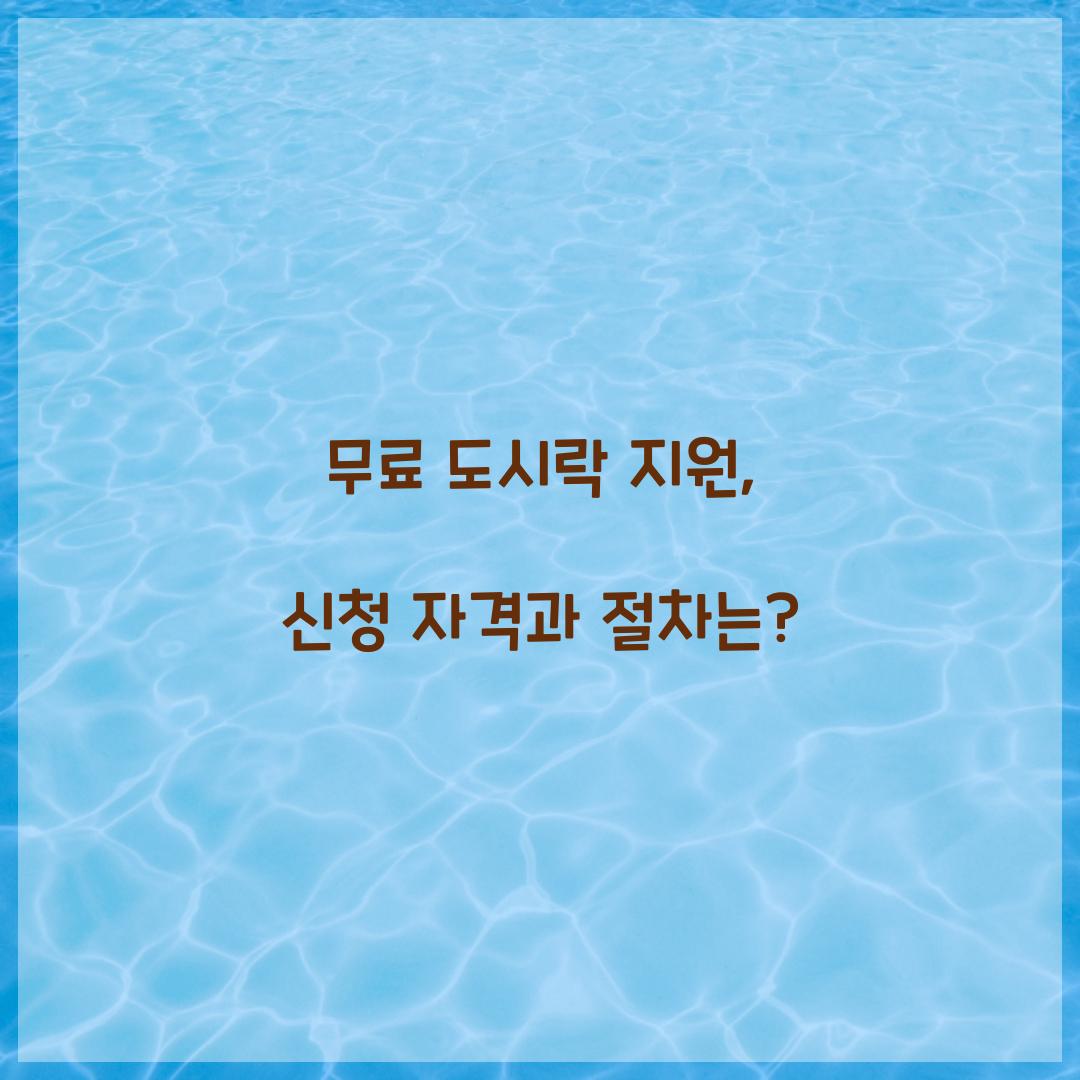 무료 도시락 지원