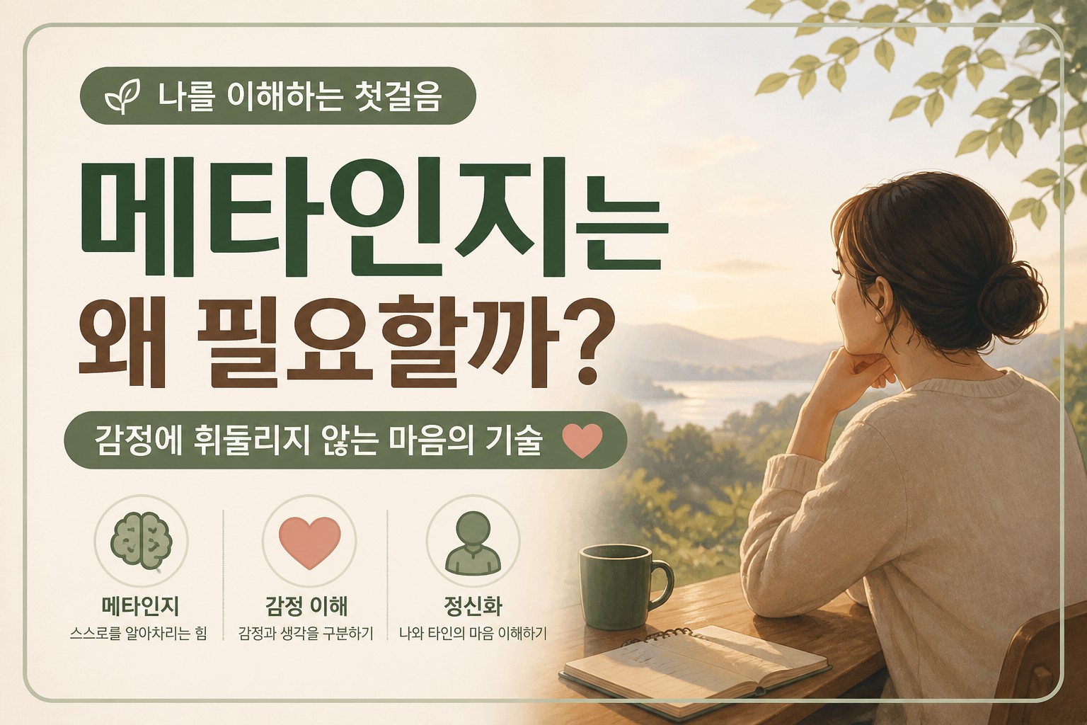 메타인지의 개념과 필요성, 감정에 휘둘리지 않는 마음을 이해하는 이미지