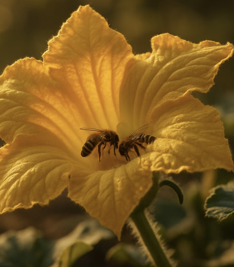 낮에 빛나는 황금빛 나팔