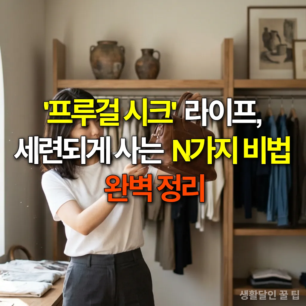 프루걸 시크를 실천하는 젊은 여성이 빈티지 숍에서 신중하게 가방을 고르는 모습