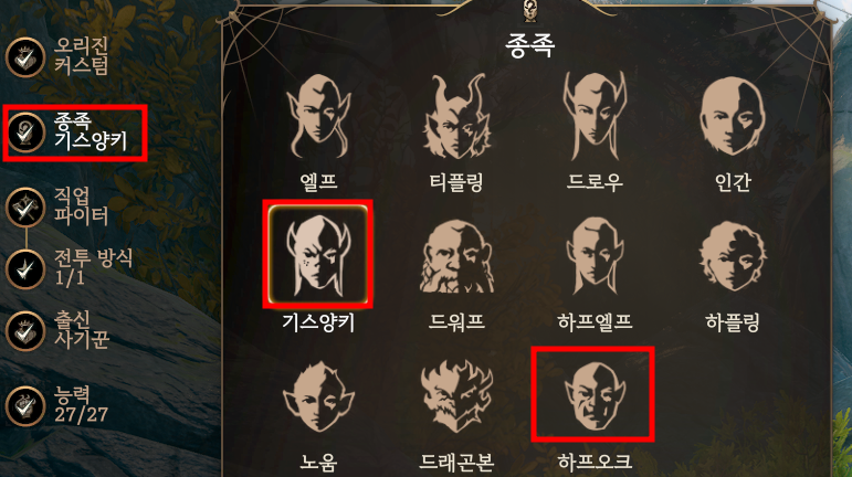 발더스3 파이터 종족