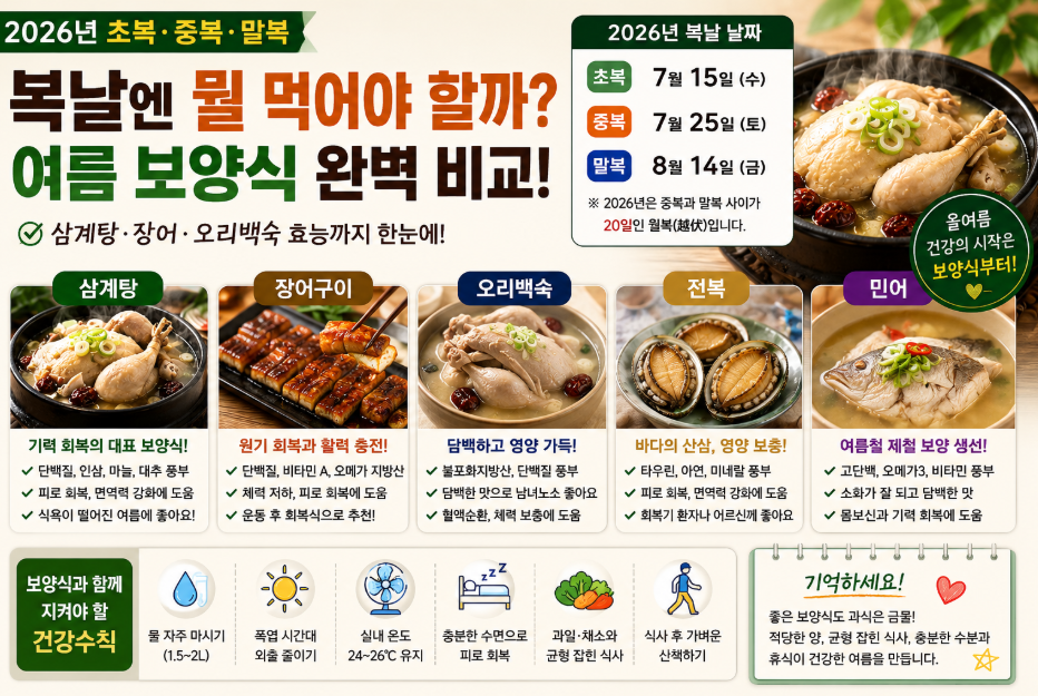 복날마다 삼계탕만 드시나요? 내 몸에 맞는 보양식을 선택하는 것이 더 중요합니다