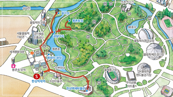 올림픽공원 몽촌토성 둘레 도보코스 안내 이미지 / 출처: visit seoul net