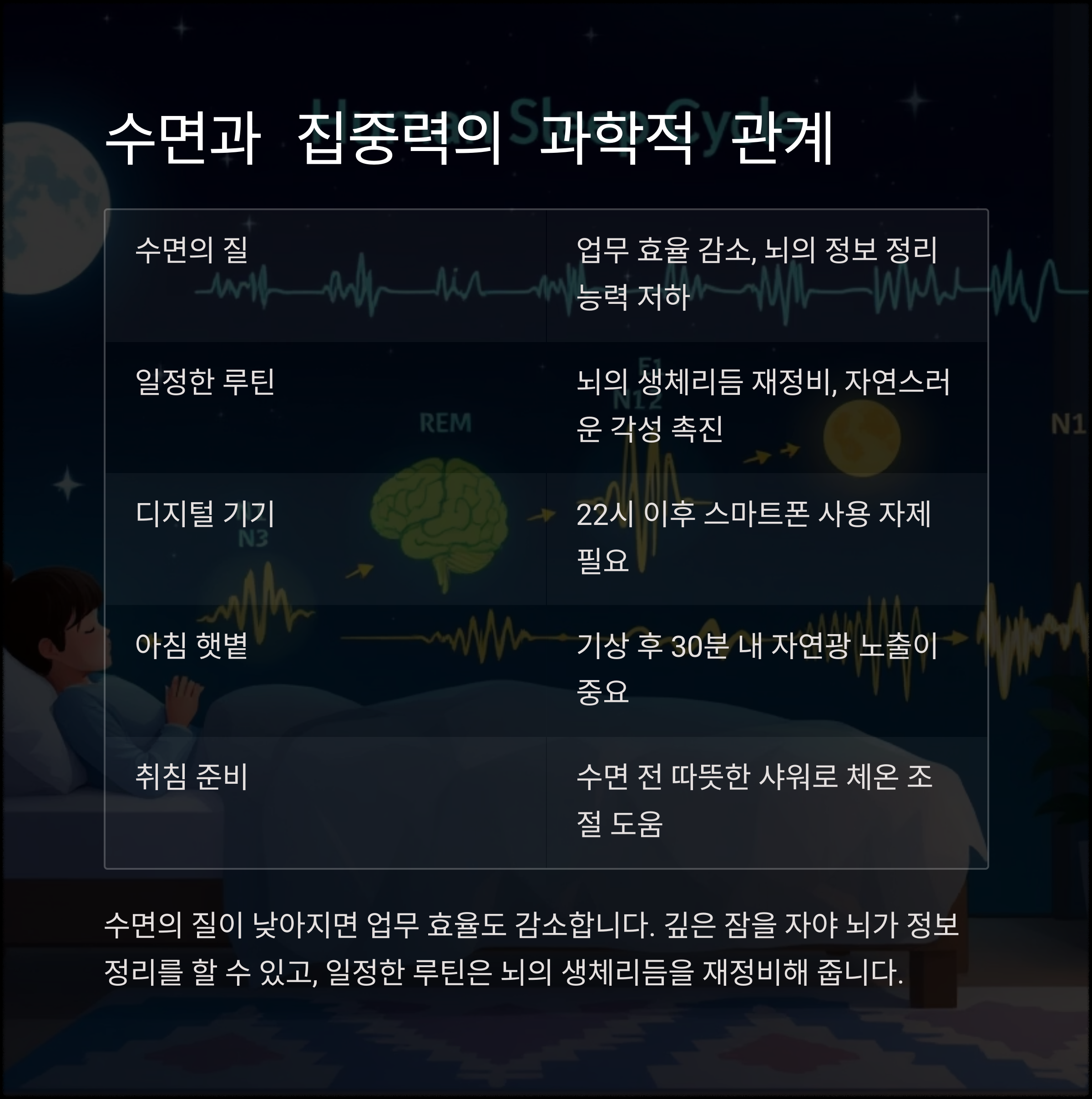 수면과 집중력의 상관관계, 업무 효율 높이는 아침 루틴