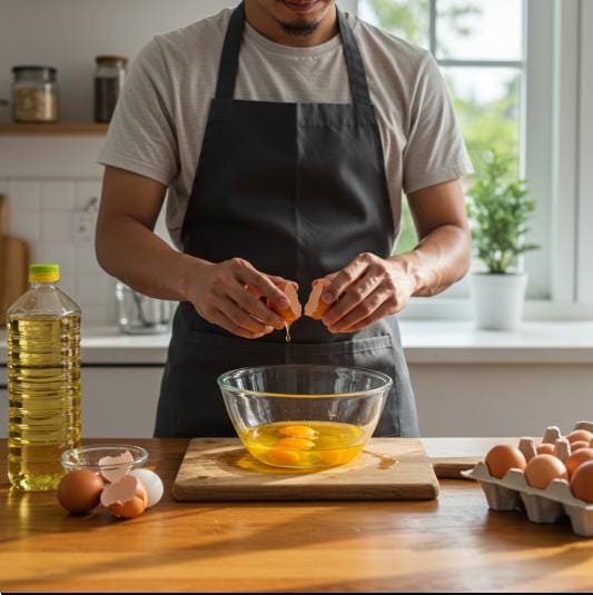 난황유 만드는 방법, 난황유 만드는 남성 사진