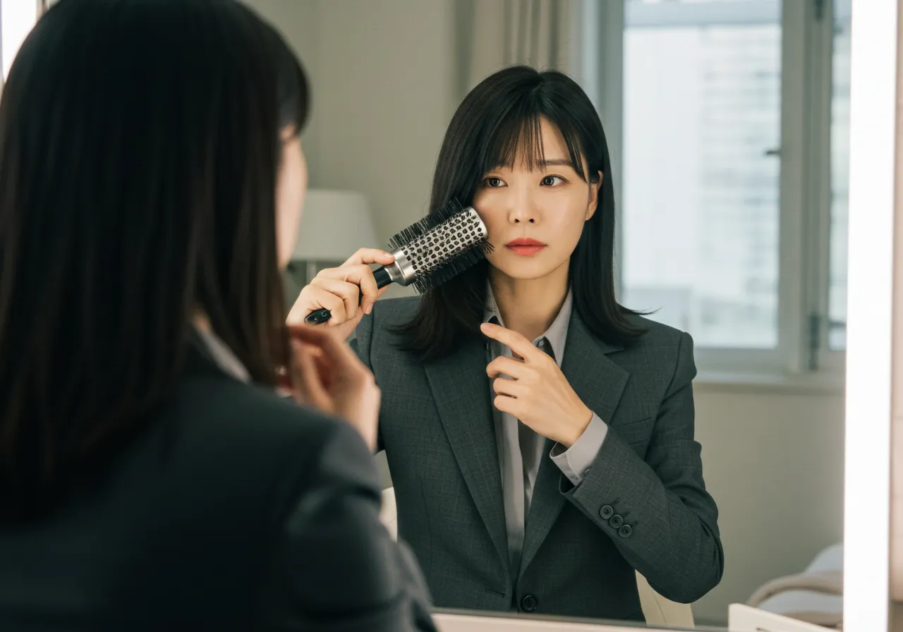 출근 전에 앞머리 살리는 꿀팁