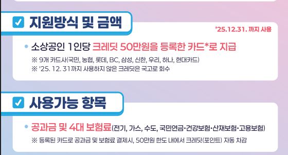 지원 금액 및 사용처