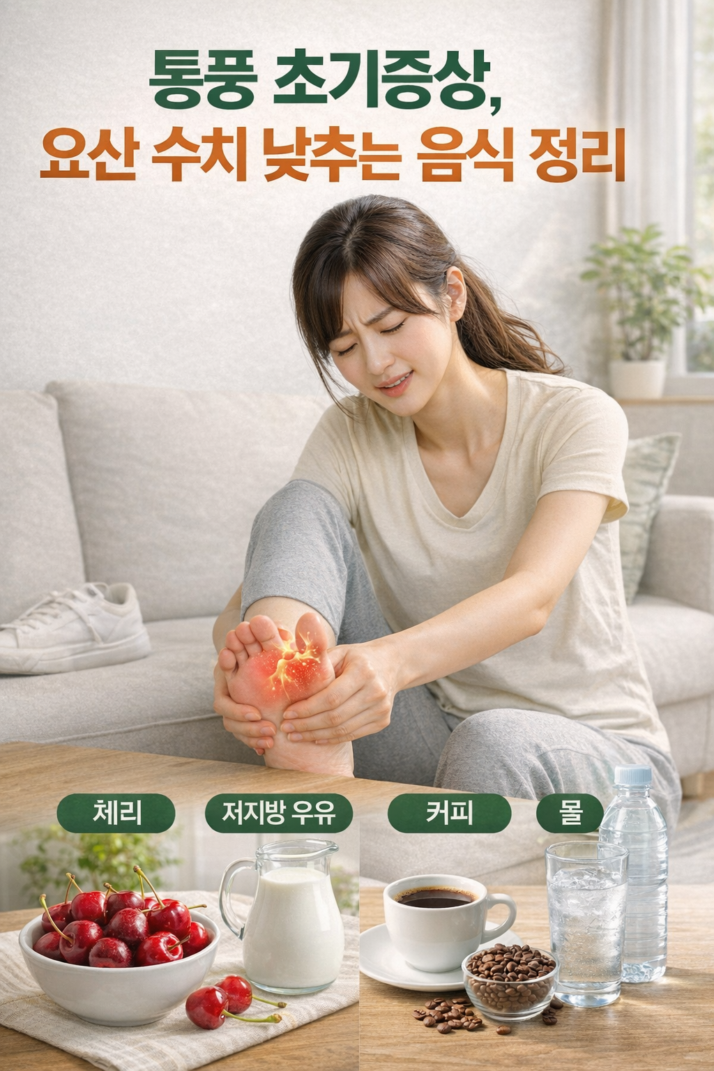 통풍 초기증상, 요산 수치 낮추는 음식 정리