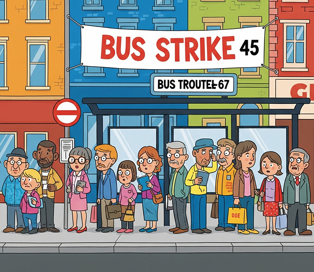 버스파업으로 줄서기