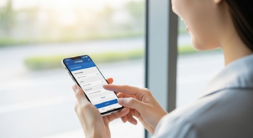 모바일로 정보 입력 중인 사용자