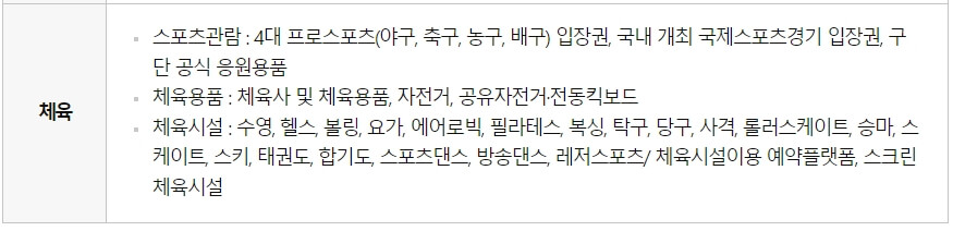 문화누리카드 사용처(체육)