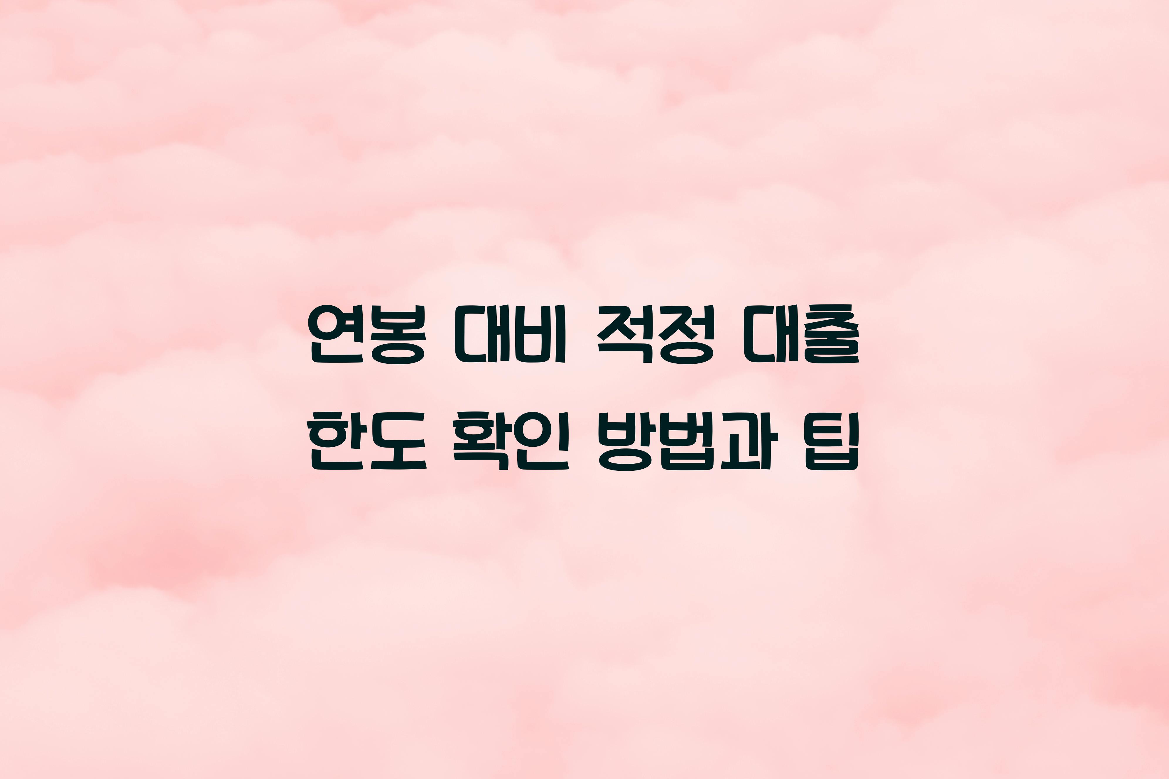 연봉 대비 적정 대출 한도