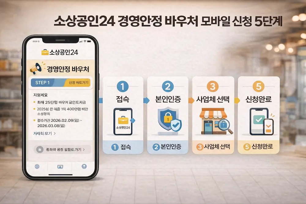 소상공인24 경영안정 바우처 모바일 신청 5단계
