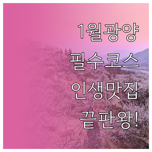1월 광양 여행 가볼만한곳과 맛집 정..