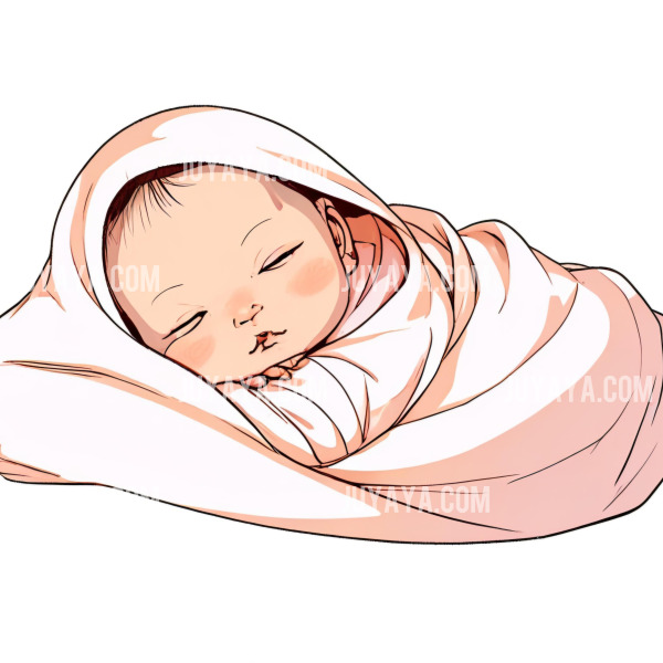 이미지 5: &quot;담요에 싸여 곤히 잠든 신생아의 일러스트 이미지&quot;