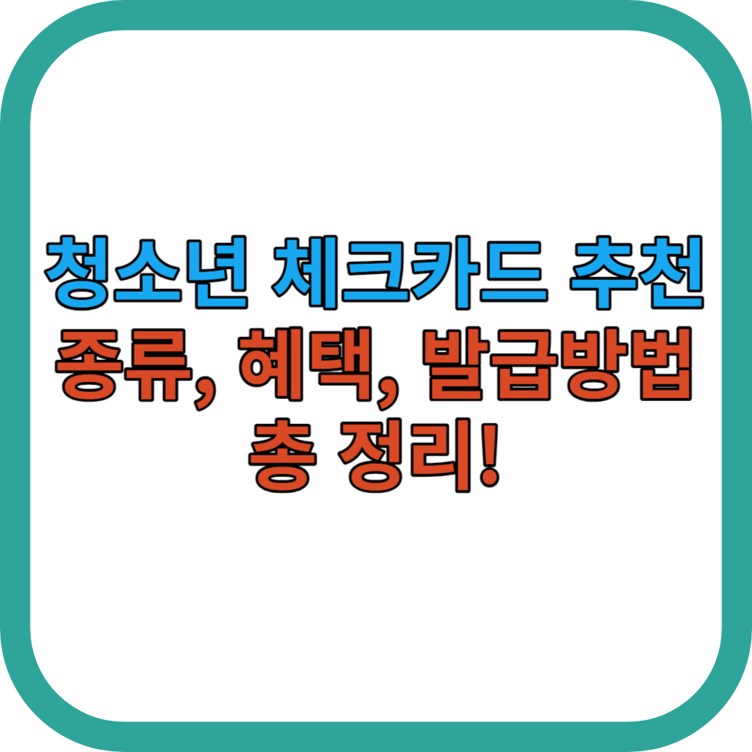 청소년 체크카드 종류&#44; 혜택&#44; 발급방법 총 정리