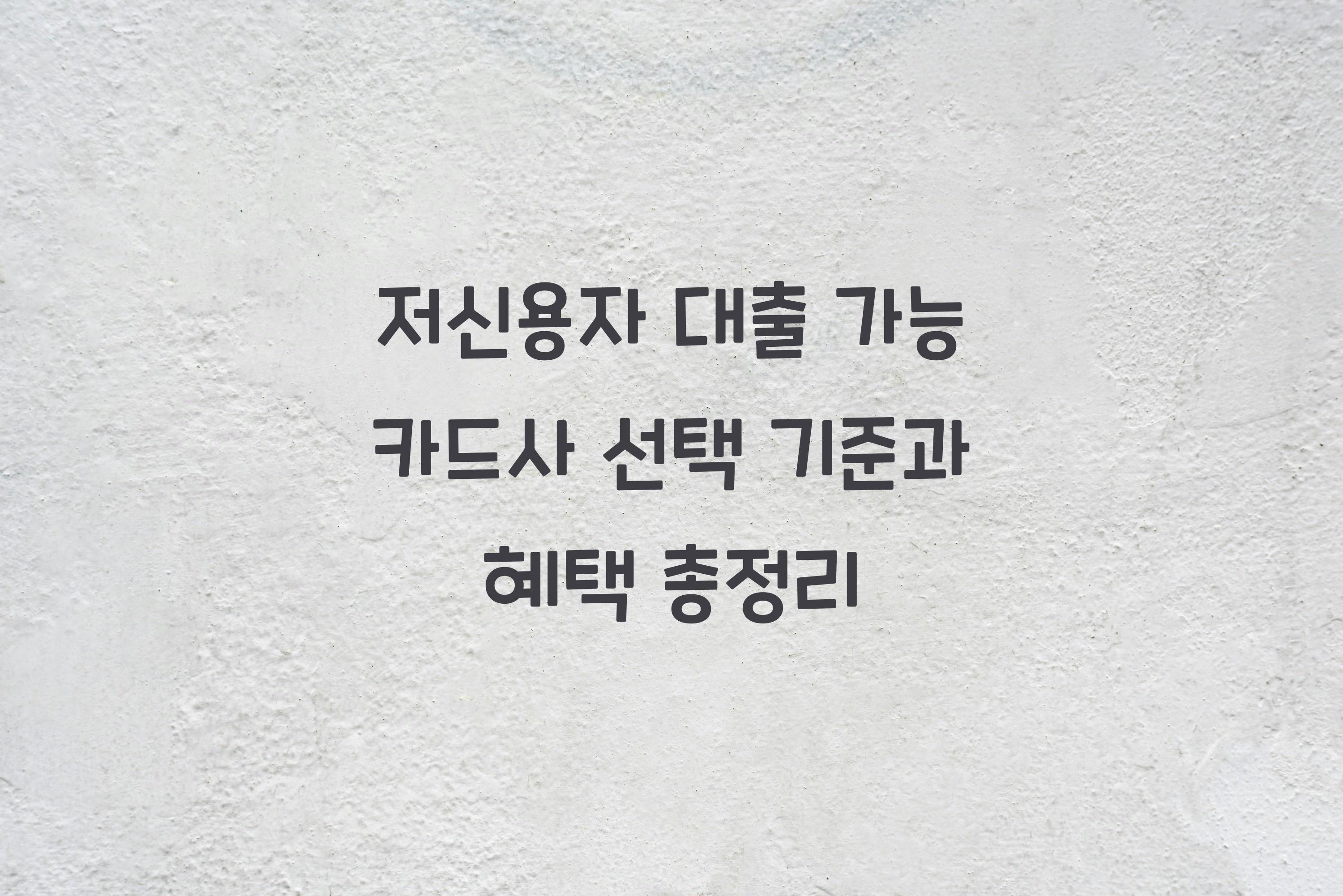 저신용자 대출 가능 카드사