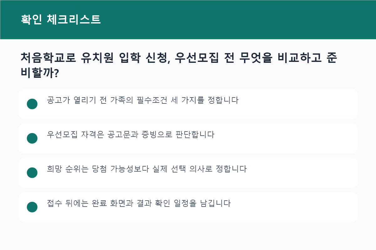 처음학교로 유치원 입학 신청, 우선모집 전 무엇을 비교하고 준비할까? 준비물과 확인사항 체크리스트