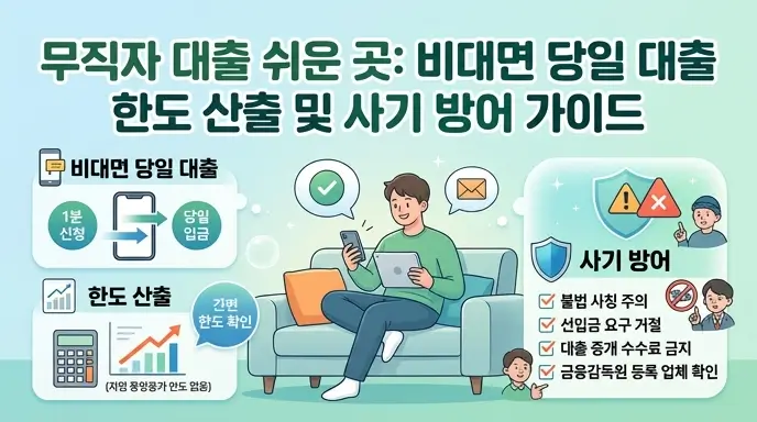 무직자 대출 쉬운 곳 비대면 당일 대출 한도 산출 및 사기 방어