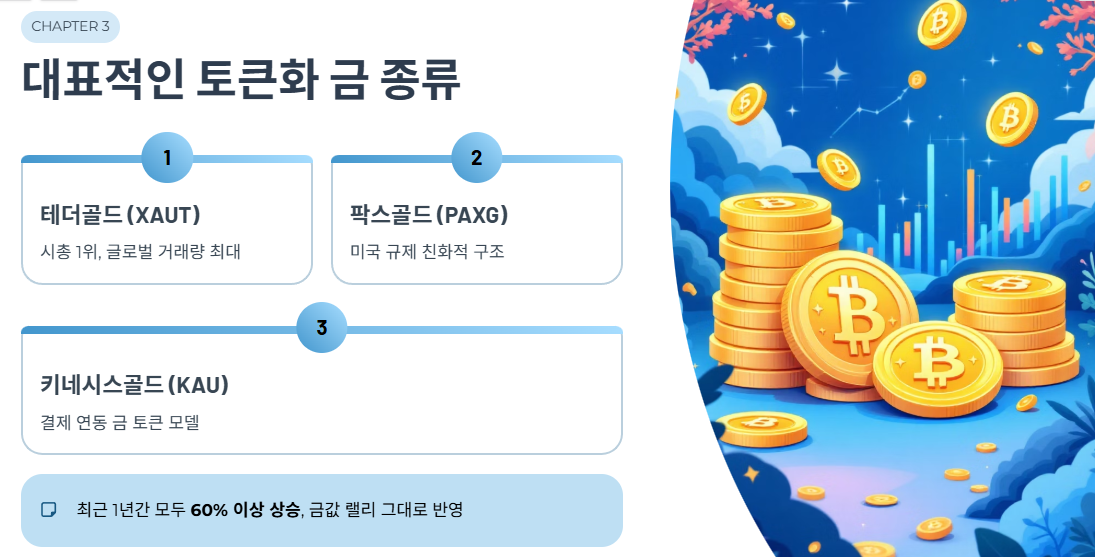 대표적인 토큰화 금 종류 정리