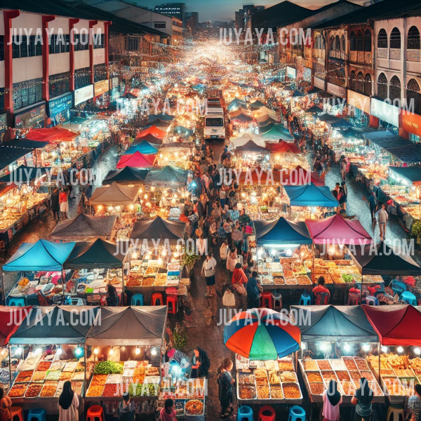 가동 야시장에서 현지 음식을 즐길 수 있는 푸드코트 풍경