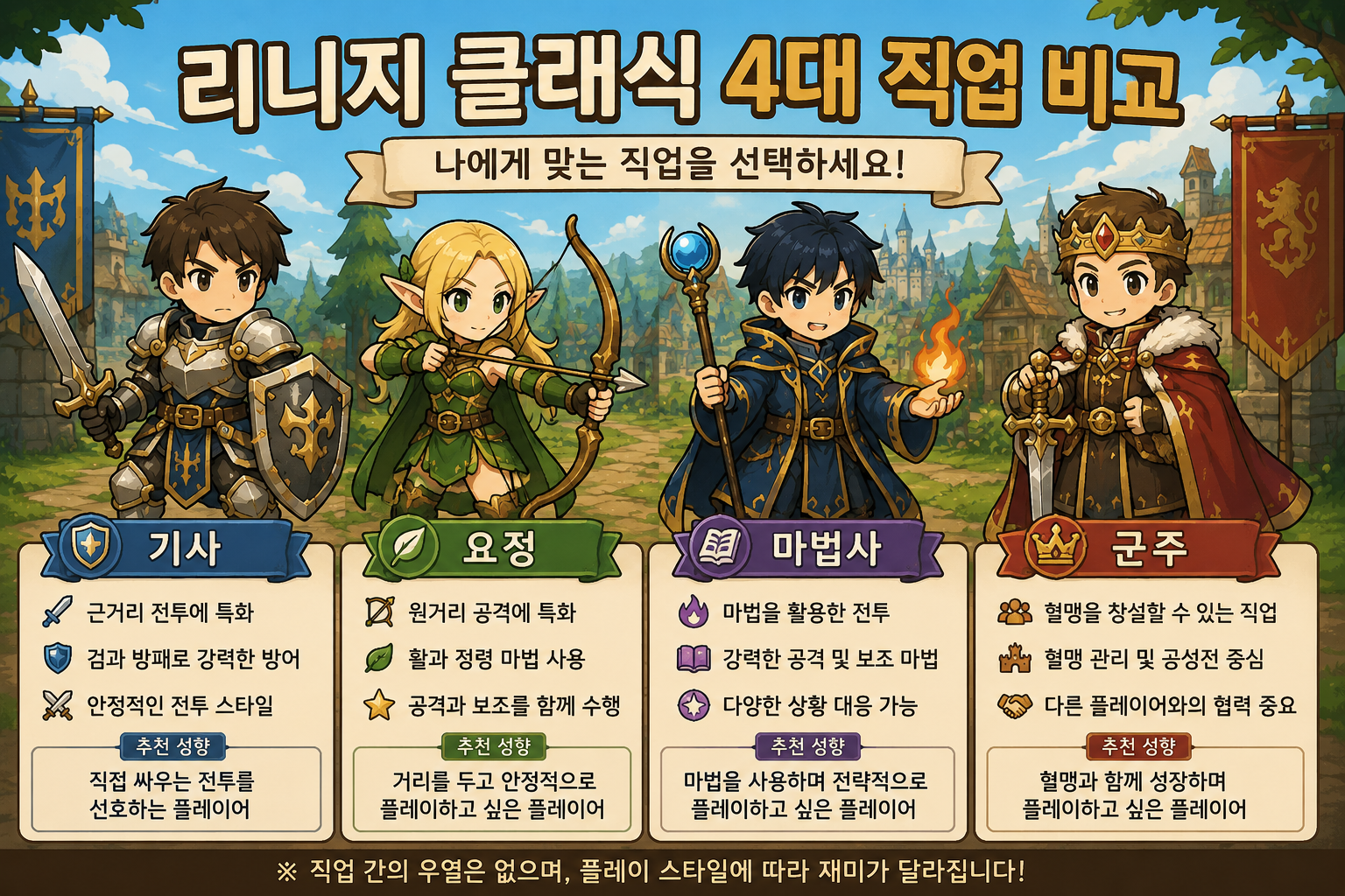 리니지 클래식 직업비교 이미지