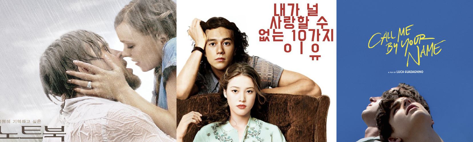 노트북, 내가 널 사랑할 수 없는 10가지 이유, 콜 미 바이 유어 네임 영화 포스터
