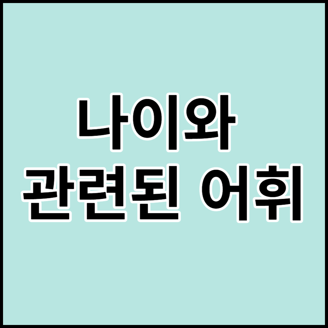나이와 관련된 어휘