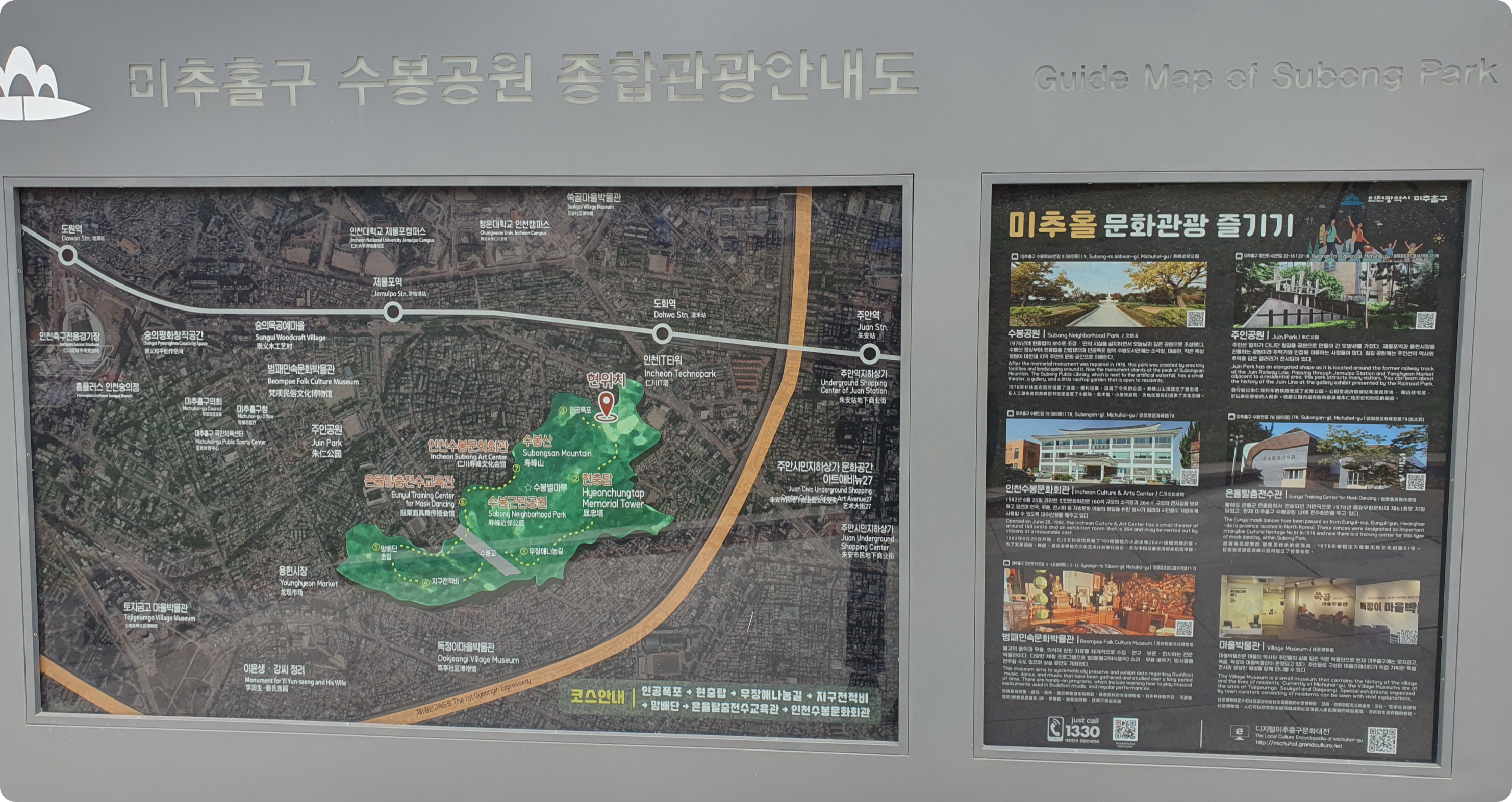 수봉공원 종합관광안내도