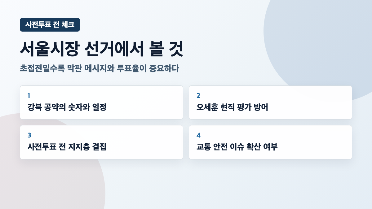 서울시장 선거 사전투표 전 정원오 오세훈 변수 카드