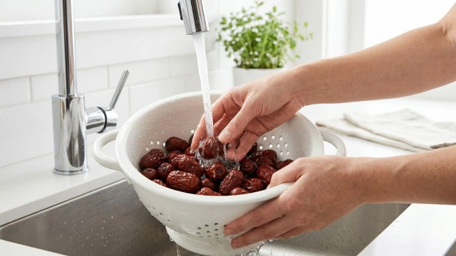 대추 흐르는 물에 세척하는 과정