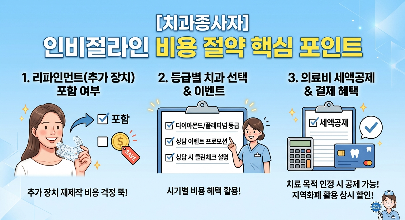 인비절라인 가격 아끼는 꿀팁과 치과 종사자가 알려주는 비용 절약 핵심 포인트 인포그래픽