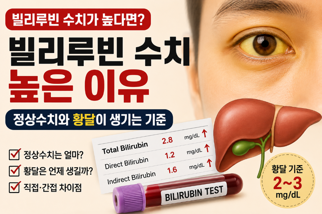 빌리루빈 수치 높은 이유｜정상수치부터 황달 기준까지