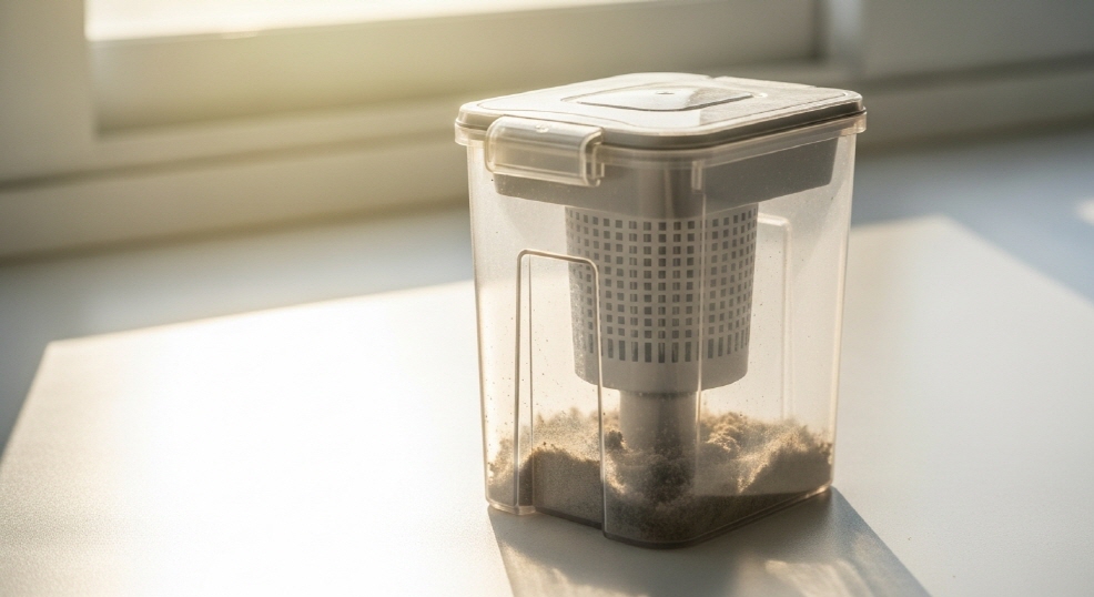 진공청소기 먼지통 안 내용물