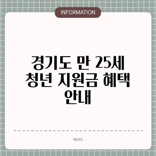 경기도 만 25세 청년 지원금 혜택 안내