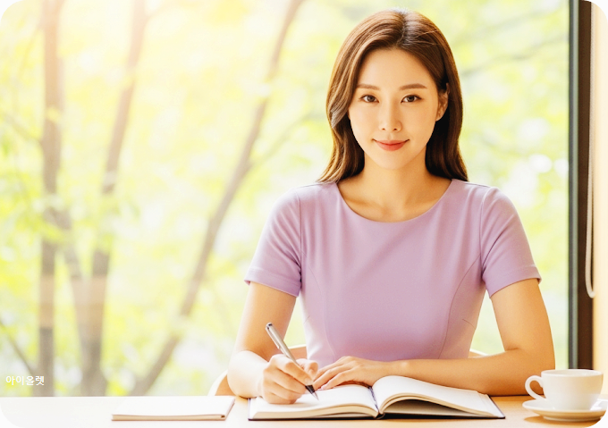 차분히 투자 계획을 세우는 여주인공