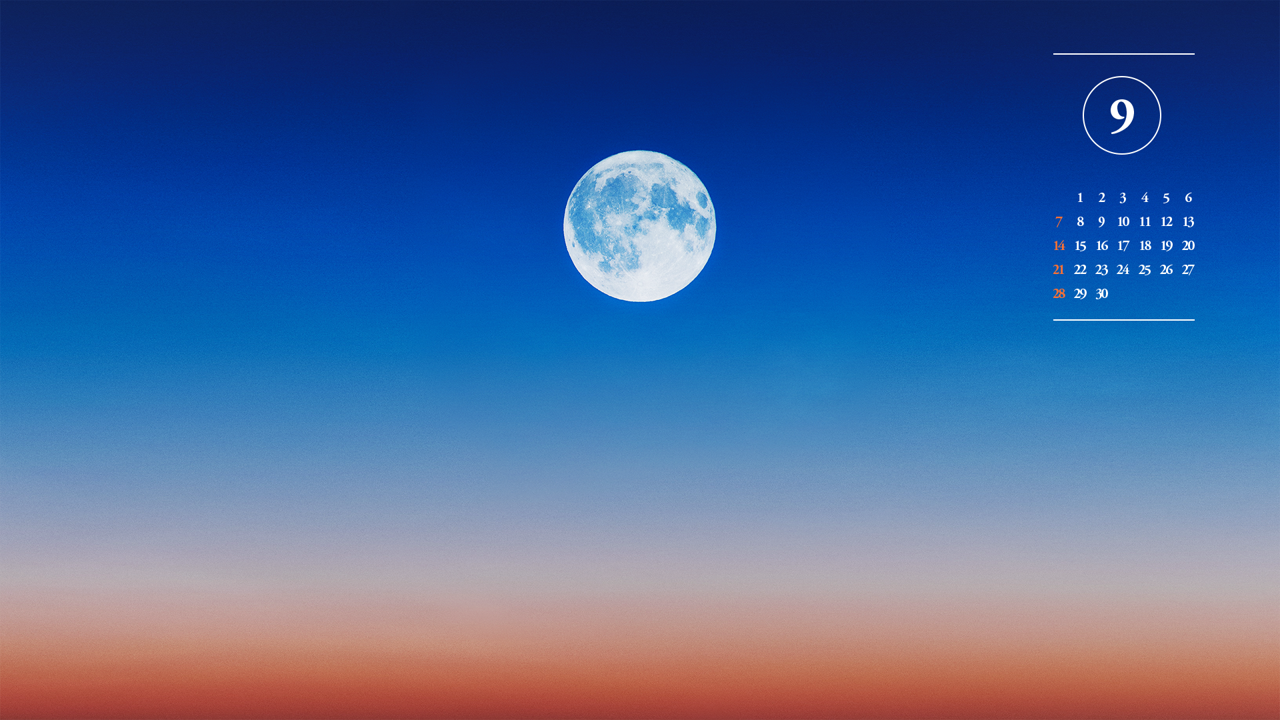 10 보름달과 노을 A - 2025년9월 노트북배경화면