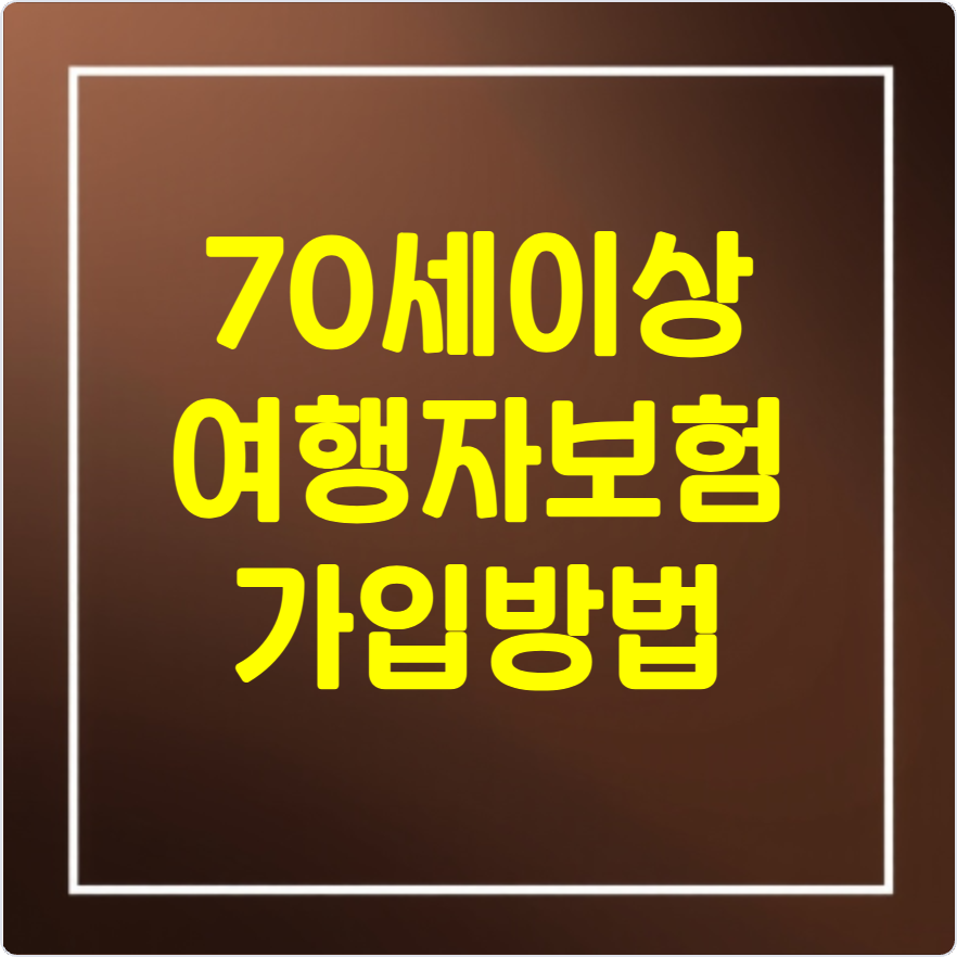 70세 이상 여행자보험 가입 조건 및 가입 방법