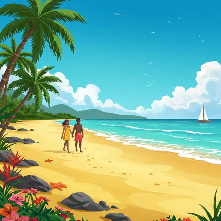 여름해변-다정한연인