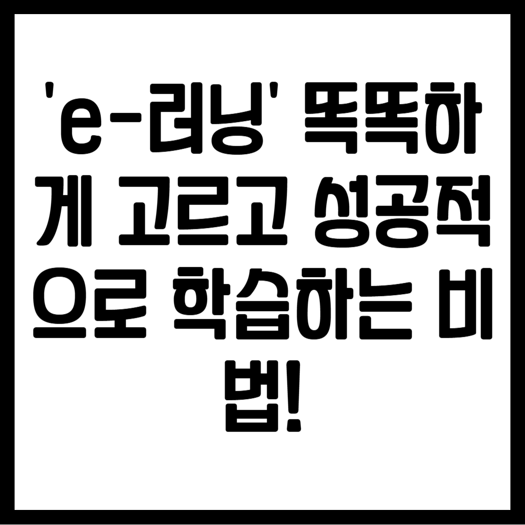 'e-러닝' 똑똑하게 고르고 성공적으로 학습하는 비법!