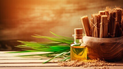 베티버 허브와 베티버 에센셜 오일