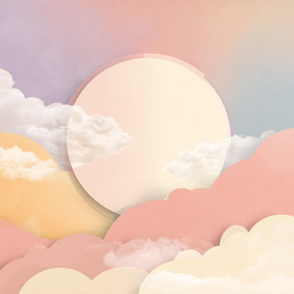 파스텔톤 배경에 보름달이 떠 있는 추석 포스터 디자인