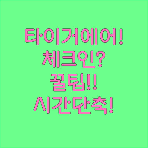 타이거에어 타이완 온라인 체크인 방법..