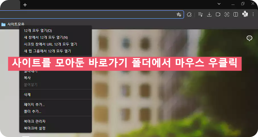 한번에 폴더 속 웹사이트 모두 열기