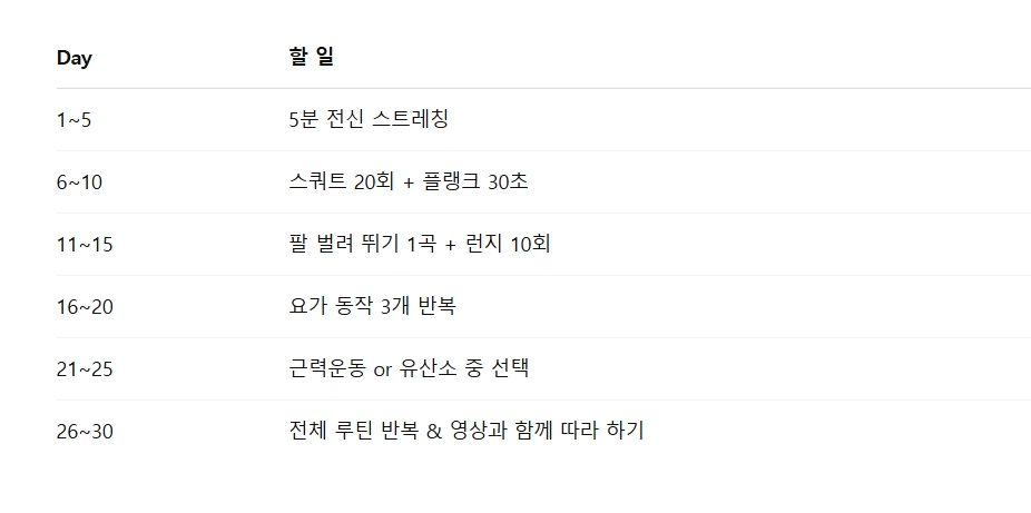 운동 루틴 챌린지