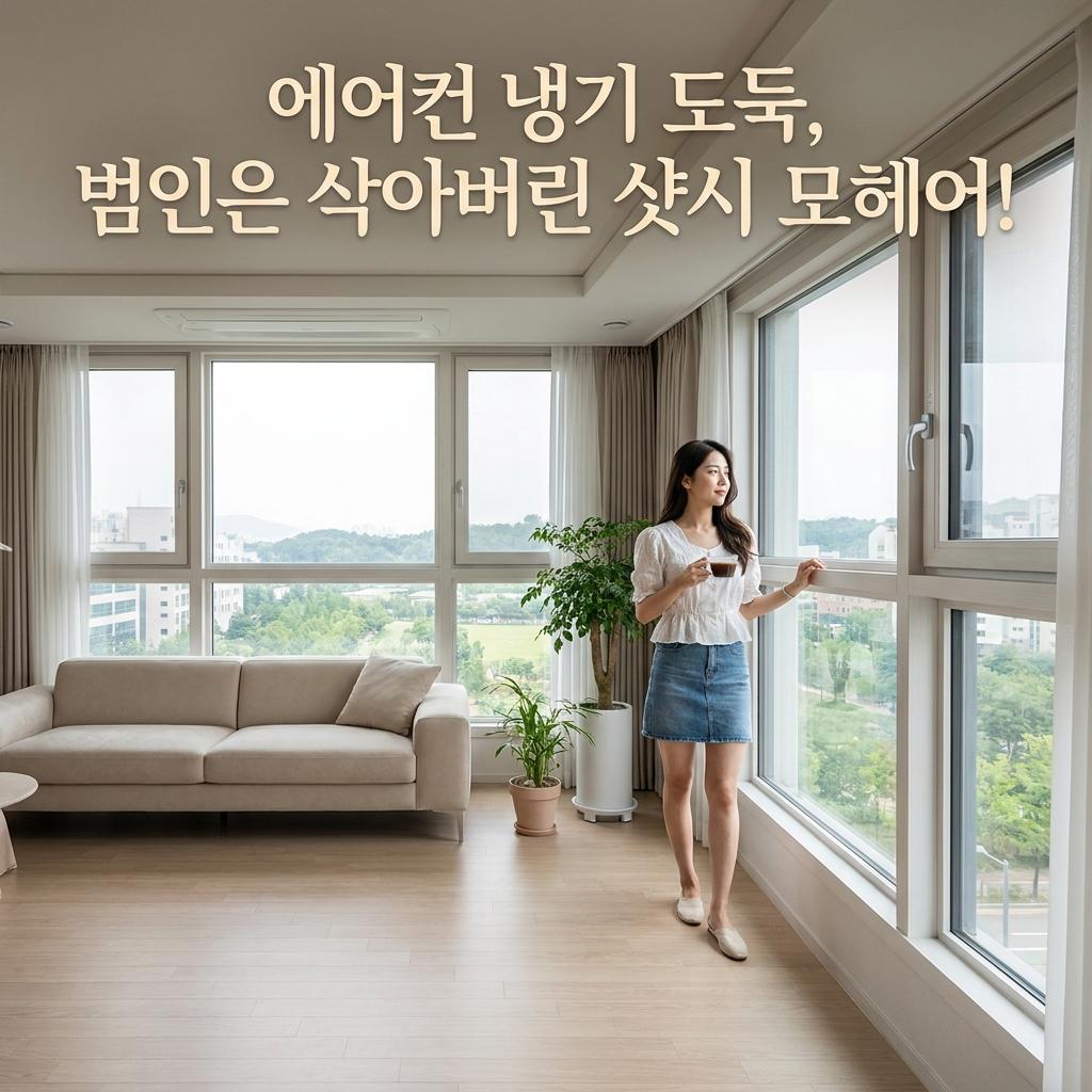 광교 에어컨 샷시 틈새 34평 아파트 냉기 유출 차단, 에어컨 틀어도 안 시원한 광교 거실 범인은 삭아버린 샷시 방풍털