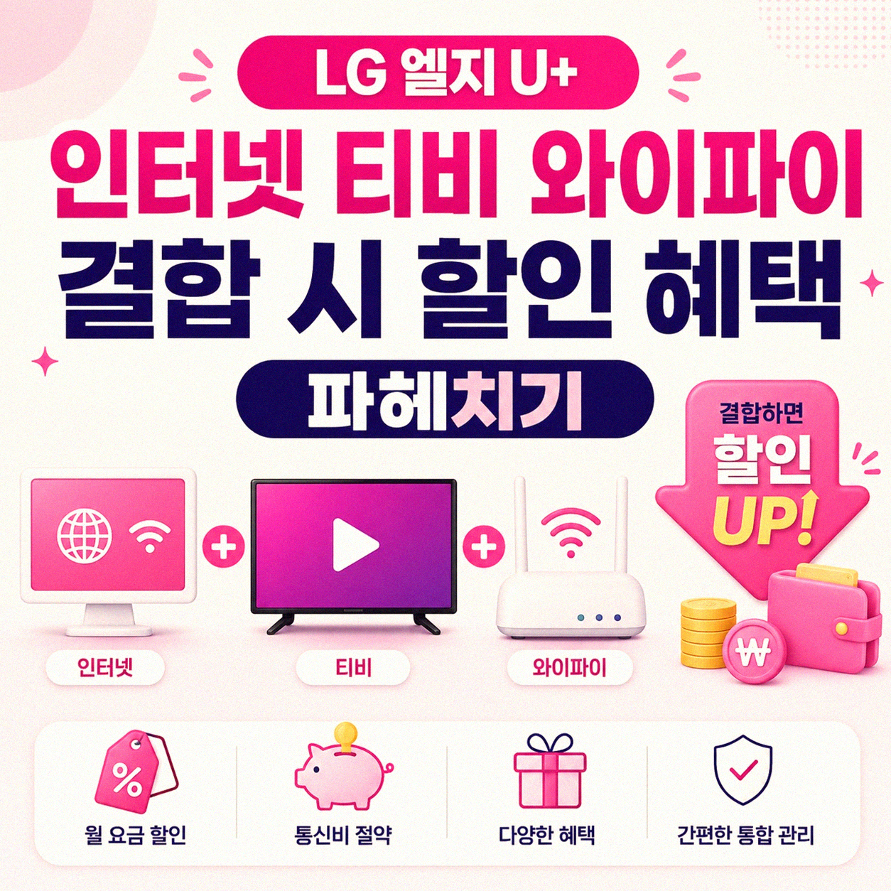 LG 엘지 U+ 인터넷 티비 와이파이 결합 시 혜택 뭐지