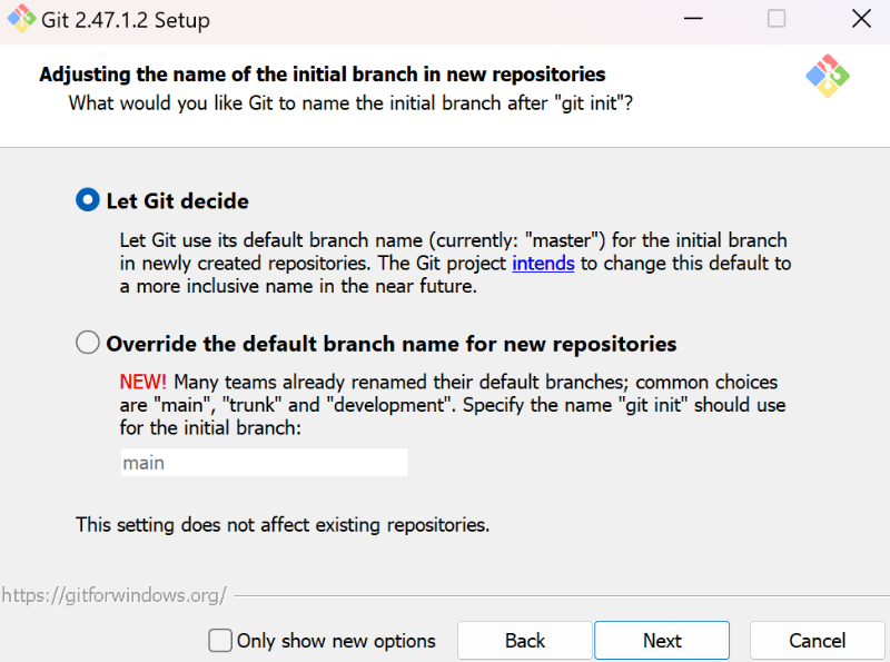 기본 브랜치 이름 설정하는 단계