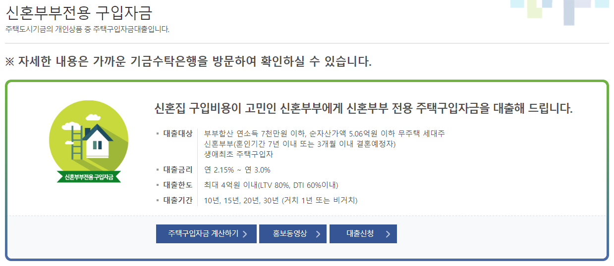 신혼부부전용 구입자금 대상