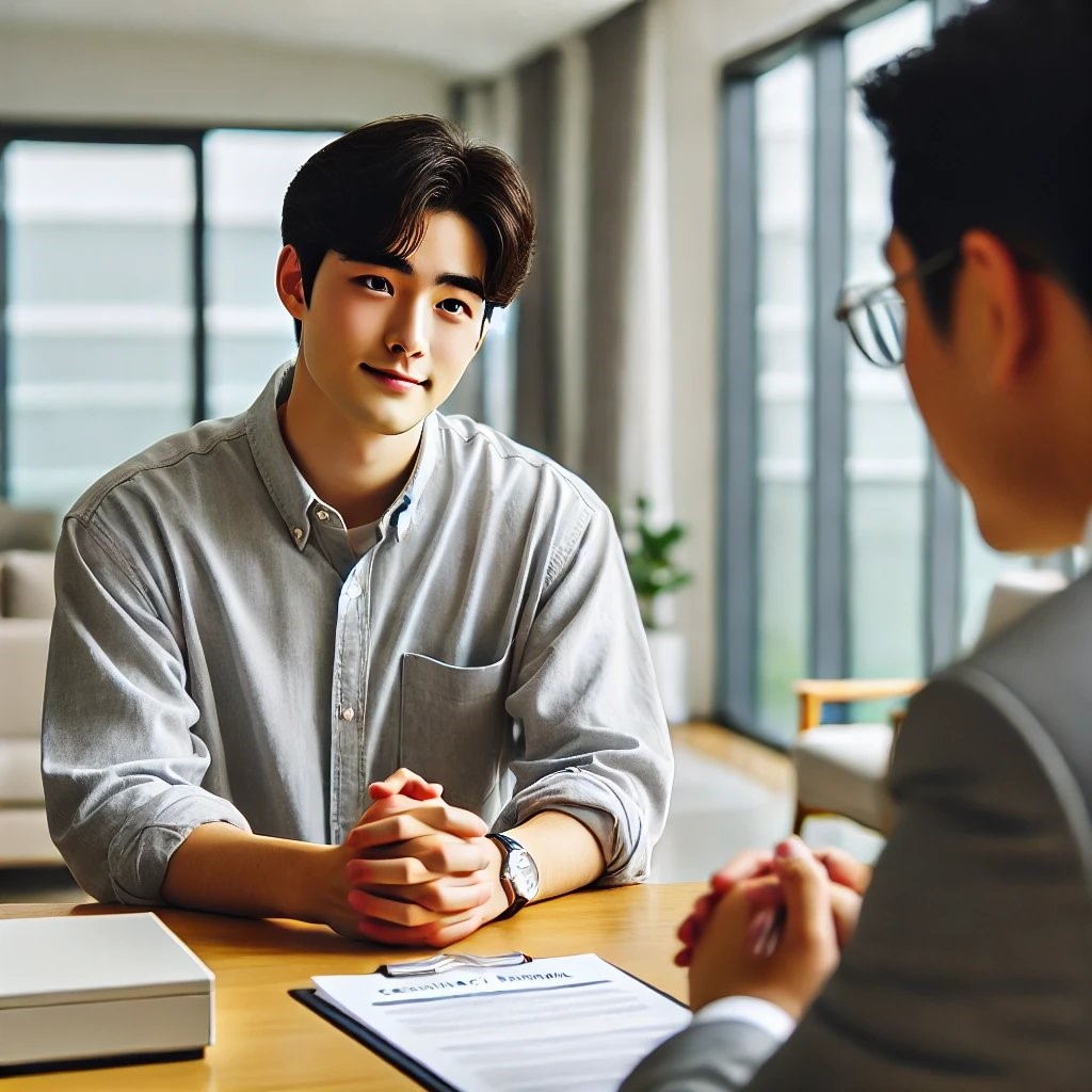 전문가와 상담하는 모습